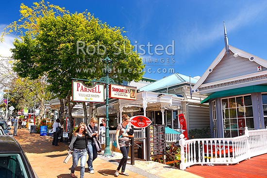 Parnell Road shops, cafes and restaurants in the suburb of Parnell, Auckland, Auckland City District, Auckland Region, New Zealand (NZ)