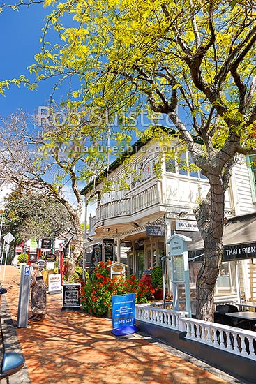 Parnell Road shops, cafes and restaurants in the suburb of Parnell, Auckland, Auckland City District, Auckland Region, New Zealand (NZ)