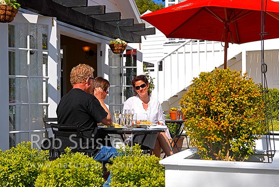 People dining for lunch at restaurant, Brasserie One, Martinborough, South Wairarapa District, Wellington Region, New Zealand (NZ)