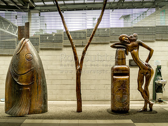 Paul Dibble sculpture entitled From Under the Harbour, in the Moore Wilson's foyer, celebrating the discovery in the 1920s of artesian water running under Wellington, Wellington, Wellington City District, Wellington Region, New Zealand (NZ)