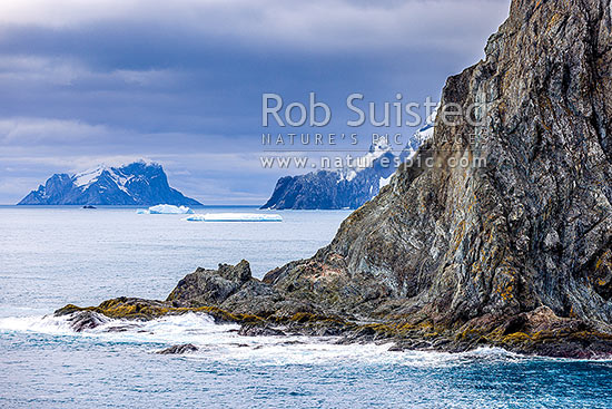 Elephant Island, South Shetland Islands. Looking past Point Wild towards Cornwallis Island at left, Elephant Island, Antarctica Region, New Zealand (NZ)