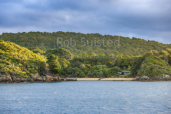 Post Office Bay and Ulva Island wharf, Ulva Island, Stewart Island District, Southland Region, New Zealand (NZ)