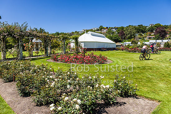 Oamaru Display House, an historic greenhouse opened in the Oamaru Public Gardens 1929, designed by Ivan Steenson, Oamaru, Waitaki District, Canterbury Region, New Zealand (NZ)