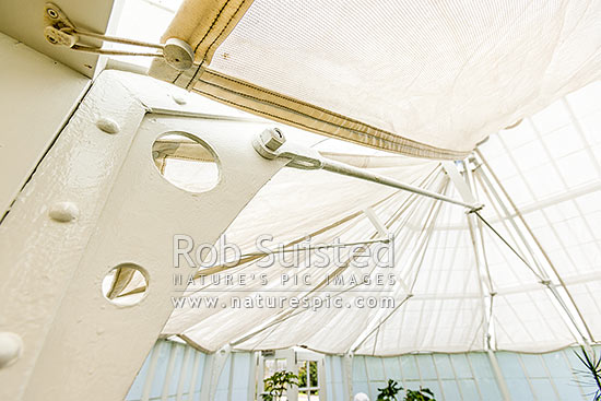 Oamaru Display House, an historic greenhouse opened in the Oamaru Public Gardens 1929, designed by Ivan Steenson, Oamaru, Waitaki District, Canterbury Region, New Zealand (NZ)