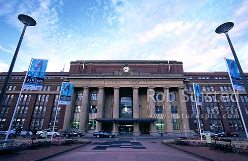 Wellington Railway Station frontage, Wellington, Wellington City District, Wellington Region, New Zealand (NZ)