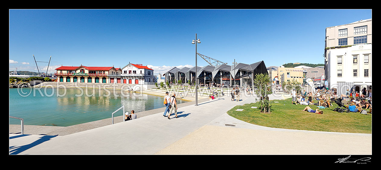 Wellington waterfront city lagoon with historic Rowing and Boating club ...