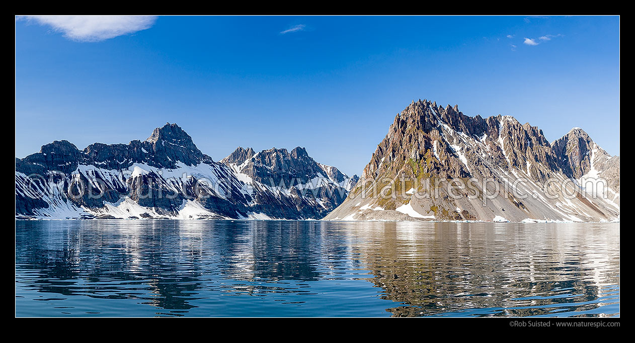 Image of Stunning mountains in Burgerbukta, Hornsunfjorden, Southern Spitsbergen. Panorama, Hornsund, Svalbard stock photo image