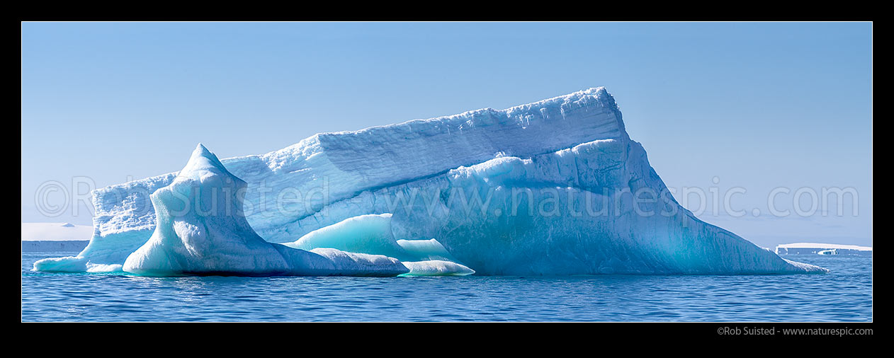 Image of Blue iceberg with translucent side floating in Terra Nova Bay. Panorama, Ross Sea, Antarctica Region, Antarctica stock photo image